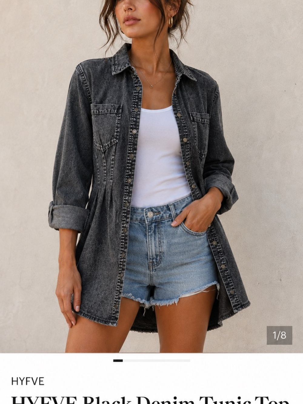 HYFVE Black Denim Tunic Top